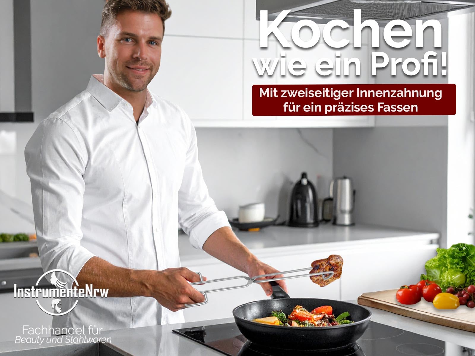 PROFI Grillzange - Grillpinzette 30 cm EDELSTAHL