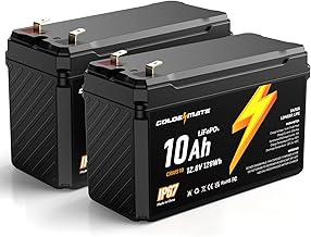 GOLDENMATE 12V 10Ah LiFePO4 Lithium Battery(2 Packs), 5000+ Deep Cycles, IP67 Waterproof Lithium Iron Phosphate Battery, Built-in BMS, Ideal for Power Wheels, Solar, Marine, Fish Finder, Ride-on Toy