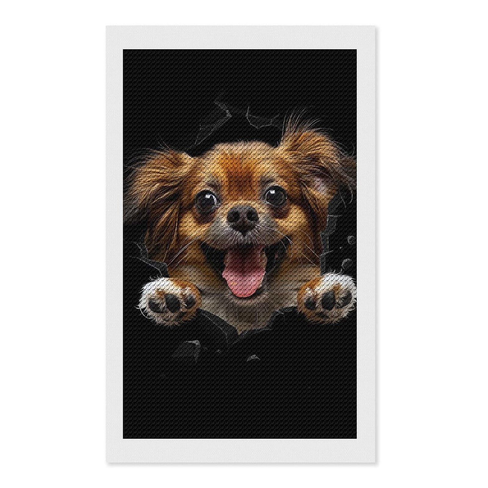 Junmoney Tibetan Spaniel Diamond Art Kit 12"x20", Creative Leisure Activity, Complete Accessories, Vintage Style Decor, for Women