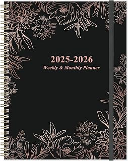 2025-2026 Planner - 8.5" x 11" Weekly Monthly Planner from July 2025 to June 2026, Academic Planners 2025 2026 with 12 Monthly Tabs, Inner Pocket, Elastic Closure, Black Flowers
