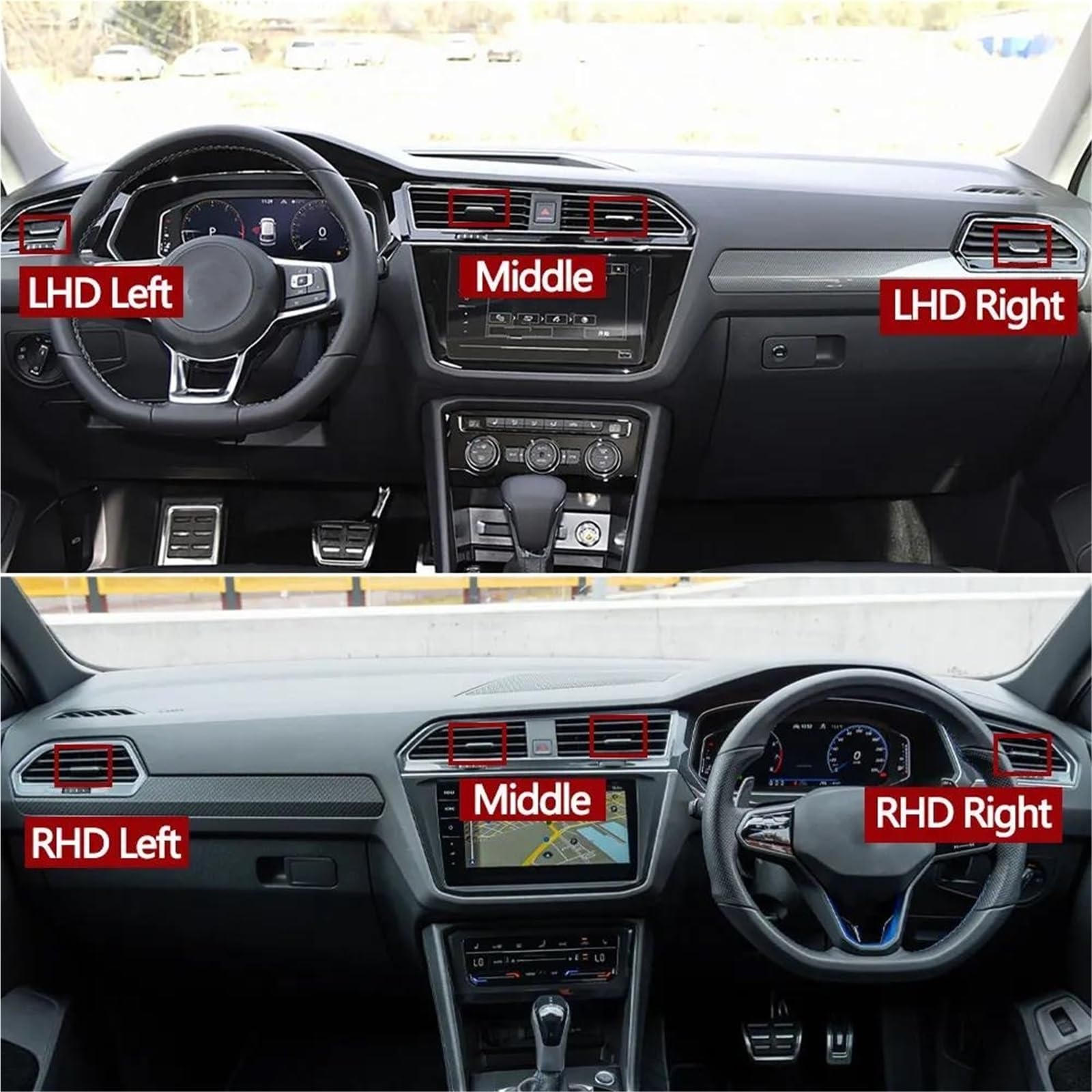 Bocchette dell'Aria per VW per Tiguan 2017-2022 Linguetta Presa d'Aria Climatizzatore Cruscotto Anteriore Dell'auto Clip Scorrevole Griglia Dell'ugello(LHD Right 1PC)