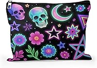 Vista 9 de Cafl Bolsa de maquillaje para mujeres y niñas, organizador de viaje portátil de gran capacidad, 10 x 8 pulgadas, Par de mirlo posado en ramas