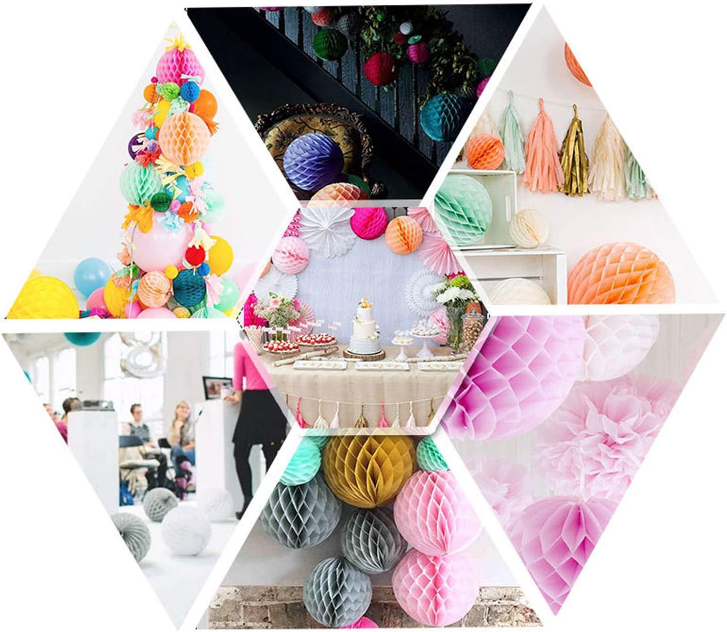 Krinstores Photo Backdrop Honeycomb Paper Balls Lanterns for Wedding Baby Shower Birthday Party Christmas New Year Decor Wall Decoration - 10cm (08)