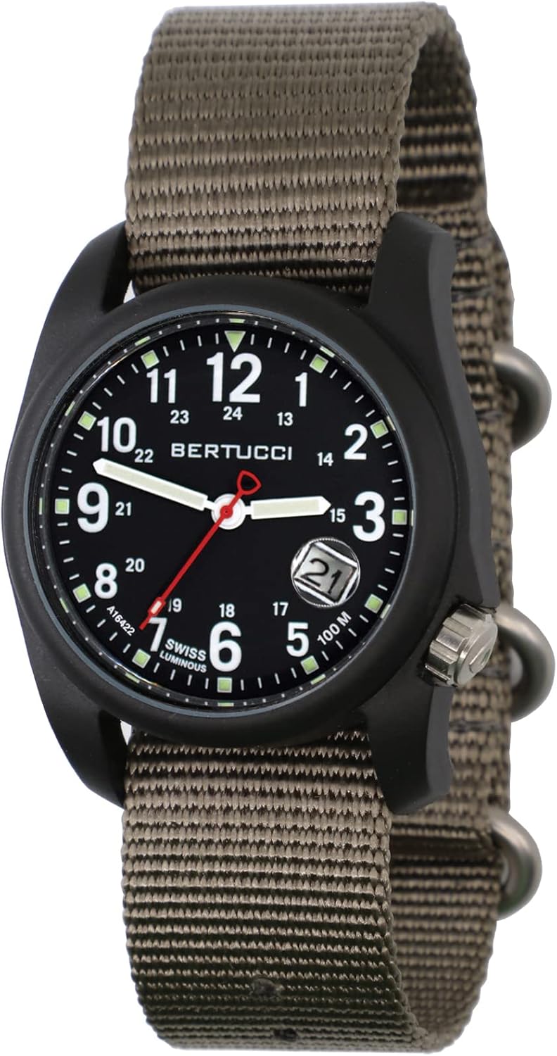 BERTUCCI DX3 Super Men’s Field Watch | Ghost Gray Nylon Band | Swiss Super Luminous Technology | Innovative Design, Durable Build, Light Weight Comfort | 11202