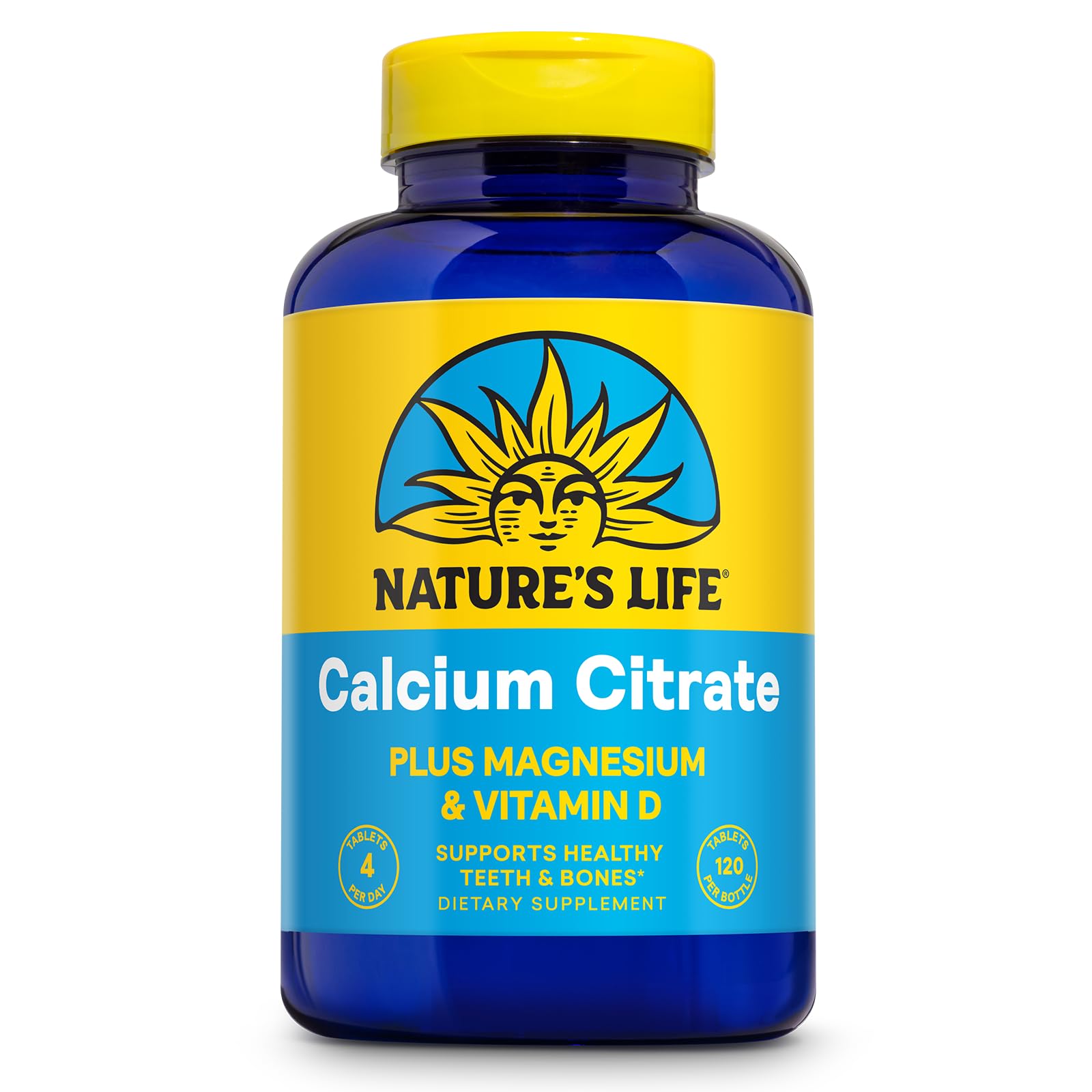NATURE'S LIFE Calcium Citrate 1000mg - Calcium Magnesium Supplement with Vitamin D and Zinc - Strong Bones, Muscle Function and Heart Health Support - w/Magnesium 500mg - 30 Servings, 120 Tablets 120 Count (Pack of 1)