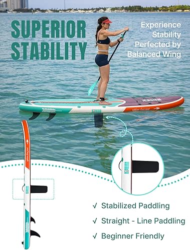 Miniatura 4 de Niphean Tabla de remo inflable con accesorios de SUP, cubierta de EVA antideslizante, tablas de remo inflables de 10 pies 6 pulgadas para adultos y