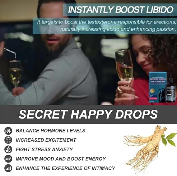 30ml Secret Drops for Strong Men, Secret Happy Drops for Men, Pleasurepeak Oral Drops, Enhancing Sensitivity and Pleasure Boost Energy Levels (1Pcs)