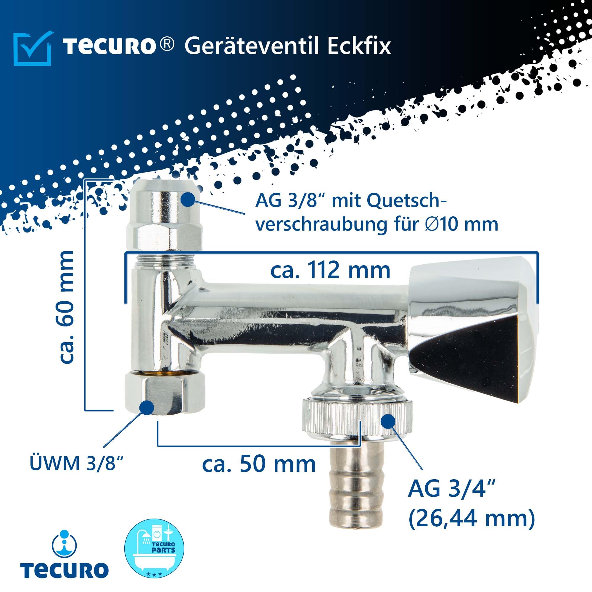 Tecuro Device Additional Valve Device Valve Angle Valve Eckfix Easy Assembly, Chrome-plated - Image 4