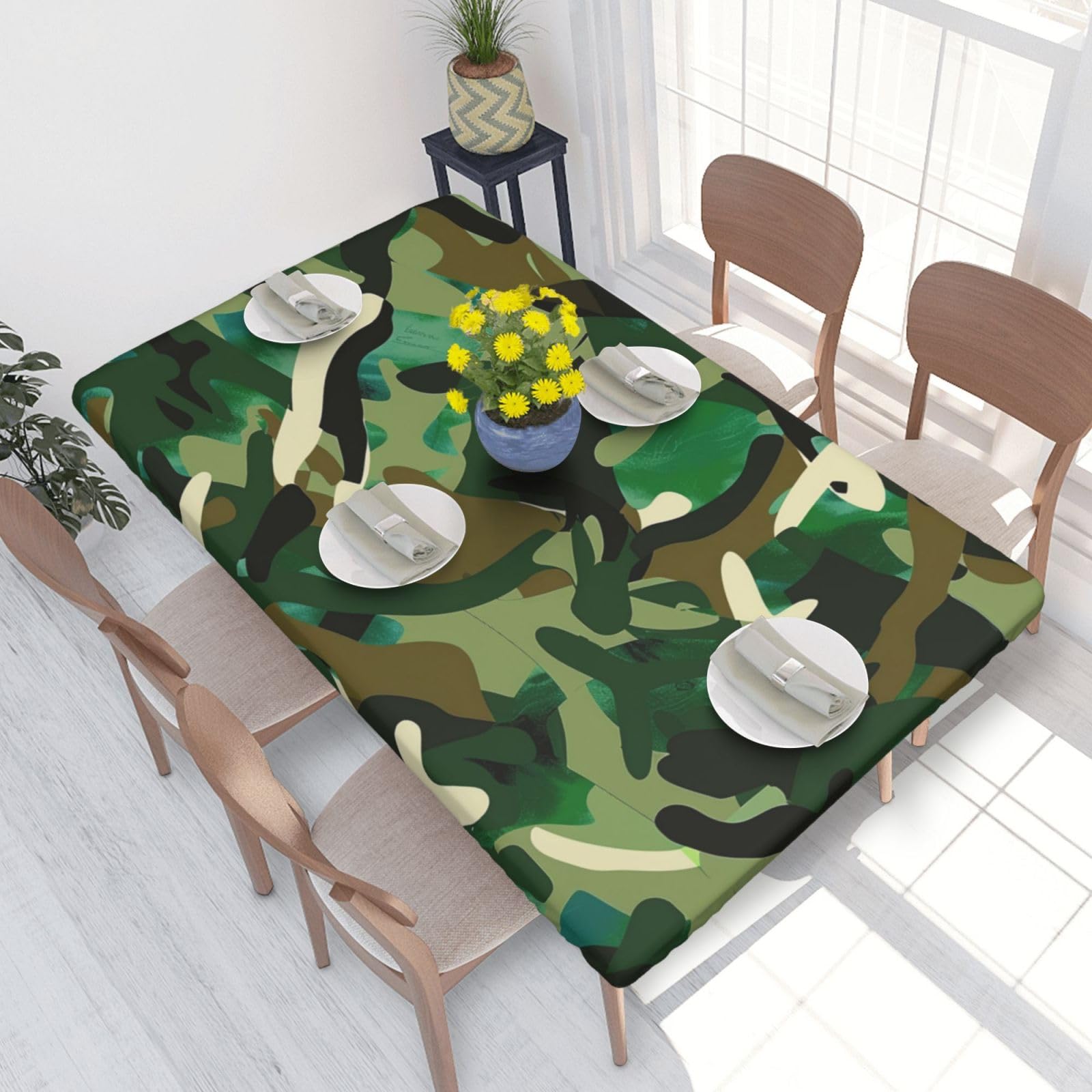 WPKJU Abstract Camouflage Printed Tablecloths 4ft Rectangular Table Covers Washable Polyester Decorative Table Cloth for Dining Table Picnic Wedding