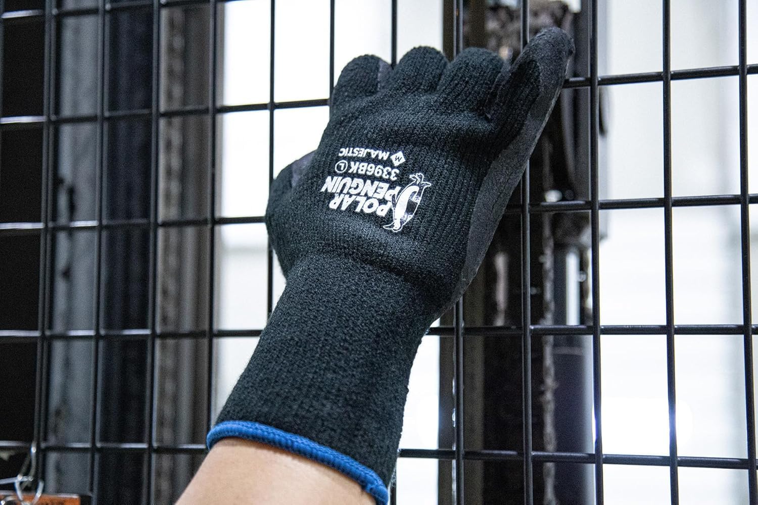 Majestic Polar Penguin Winter Lined Napped Terry Glove with Foam Latex Dipped Palm | 1 Dozen - XL | ANSI A2, Heavyweight Glove, Black | for Automotive, Industrial, Manufacturing | 3396BK