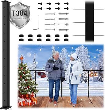 4ft-8ft Complete Set 42 Level Cable Railing System Bundle with 42 Level Cable Railing Post and Handrail