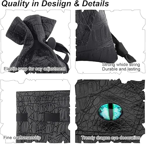 Miniatura 56 de Haxtec - Bolsa de almacenamiento para dados de piel sintética con cordón y diseño de ojo de dragón, para dados de D&D, monedas y accesorios, Mama