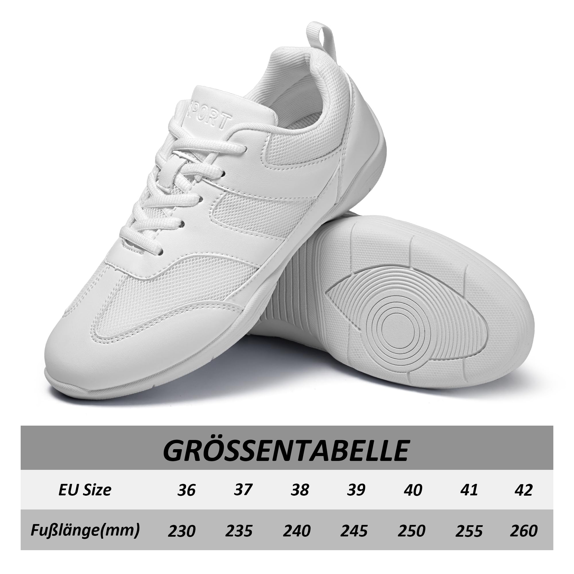 Cheerleader Schuhe Weiß Vollsohle Schuhe für Cheerleader