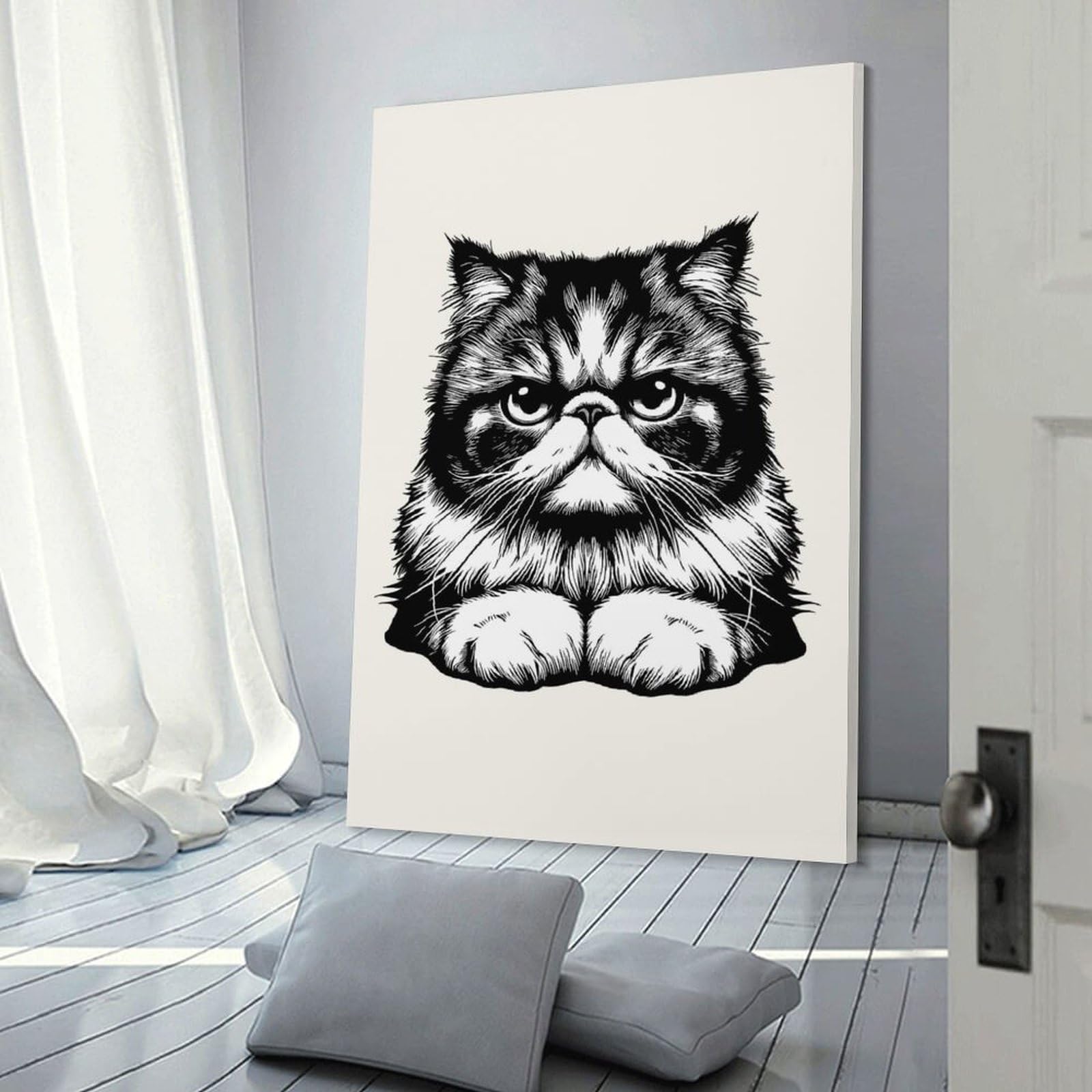 Junmoney The Persian Cat Canvas Wall Art, 20x30inch(50x75cm), for Bedroom, Guest Room Or Reading Nook, Decorative Wall Art for Cosy Rooms