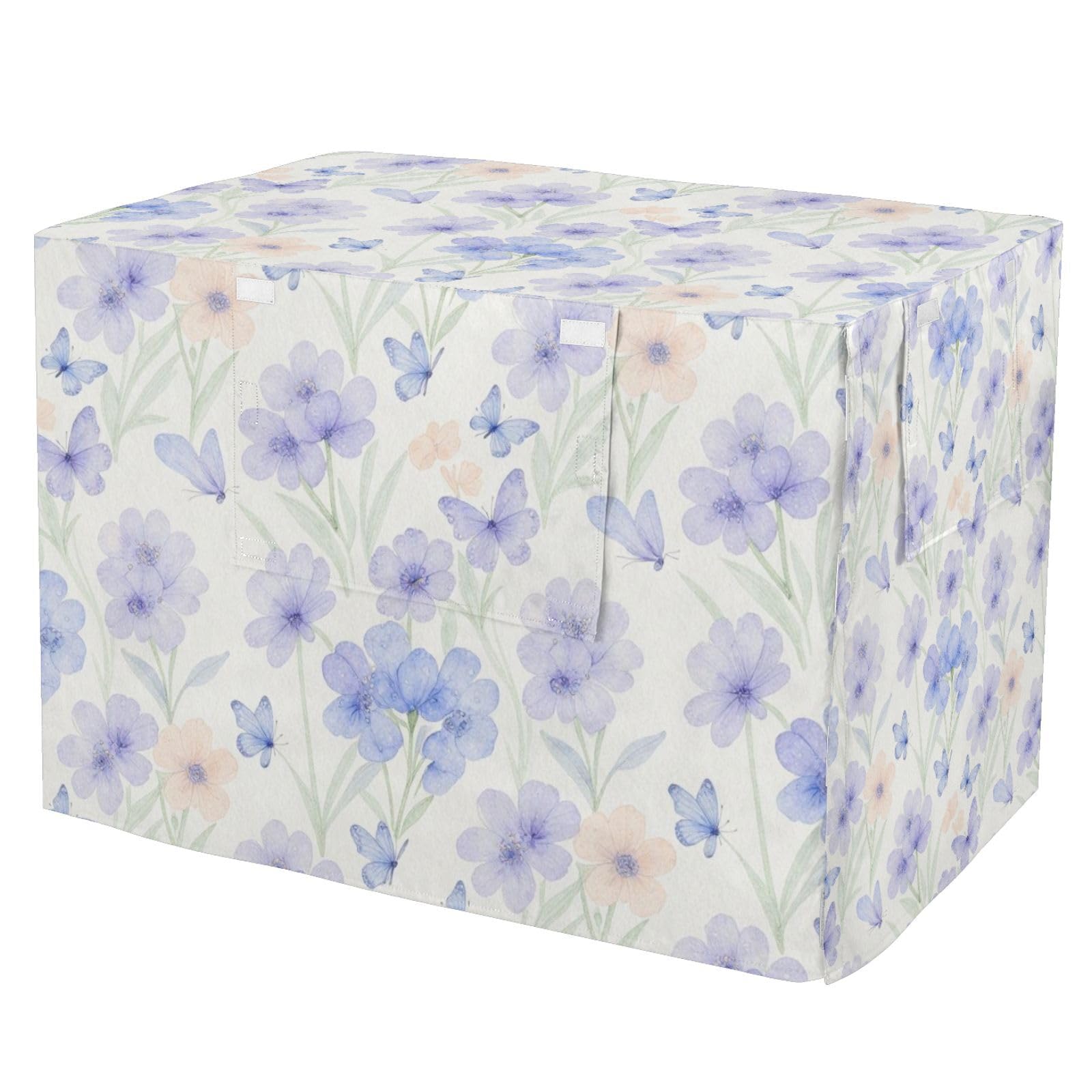 Housse pour cage pour chien violet pastel S XL et rideaux fleuris doux
