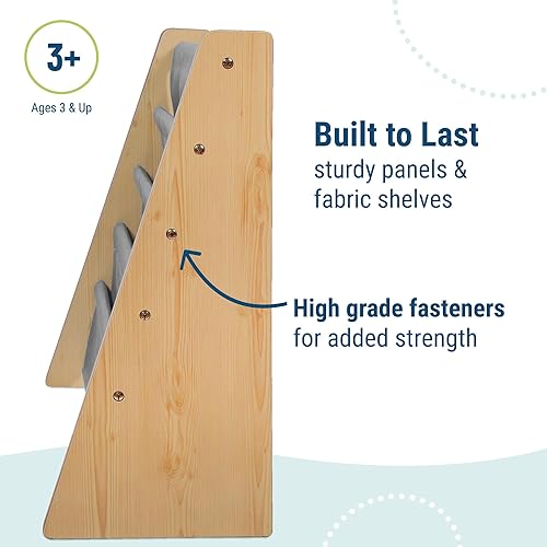 Miniatura 71 de Wildkin Estantería de madera para niños, diseño de lona premium con 4 estantes de tela, organizador para el hogar o el aula, natural con aguamarina