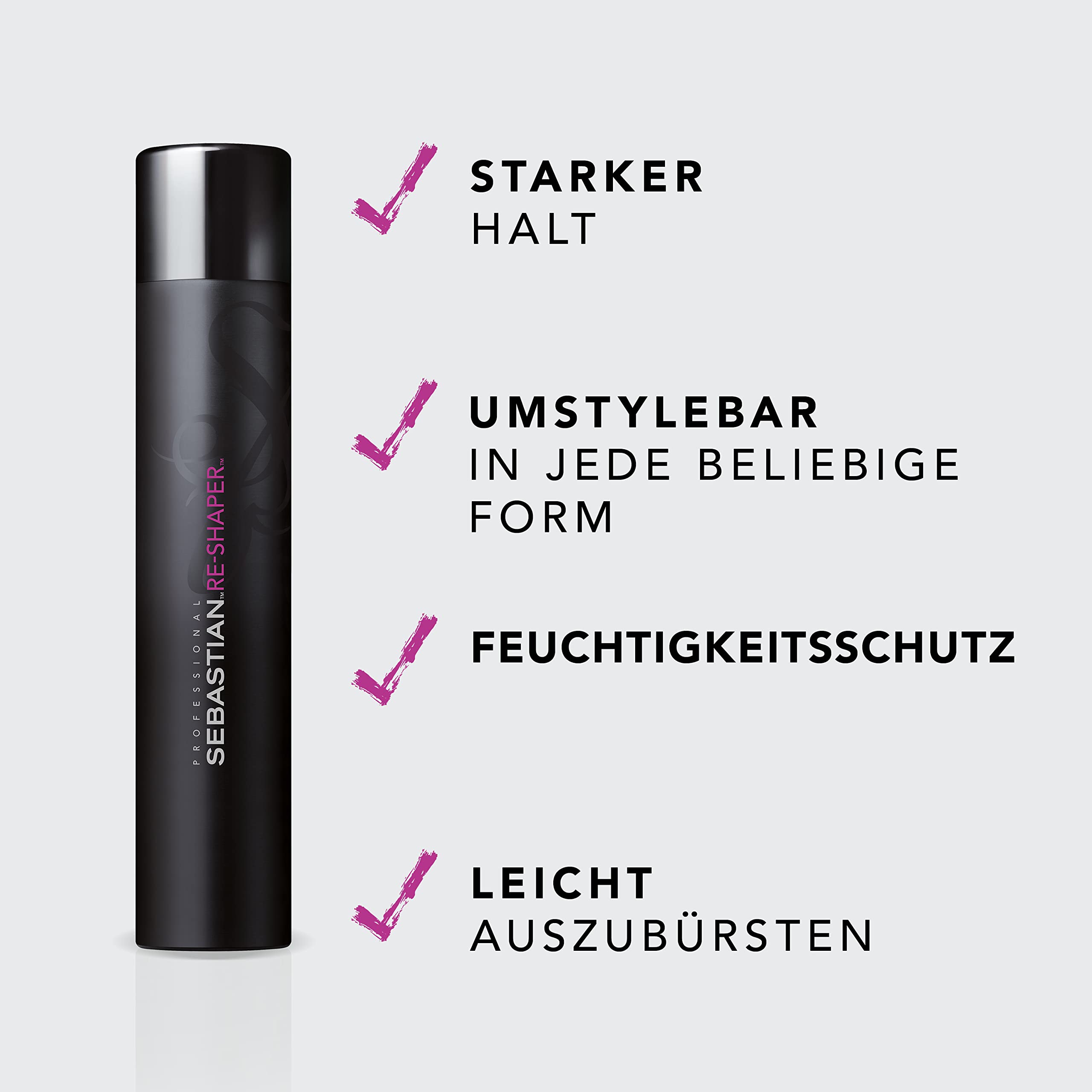 SEBASTIAN PROFESSIONAL RE-SHAPER – flexibles Haarspray mit starkem Halt (300 ml) – Styling-Spray für ein natürliches Volumen mit Anti-Frizz Effekt – stylt und schützt