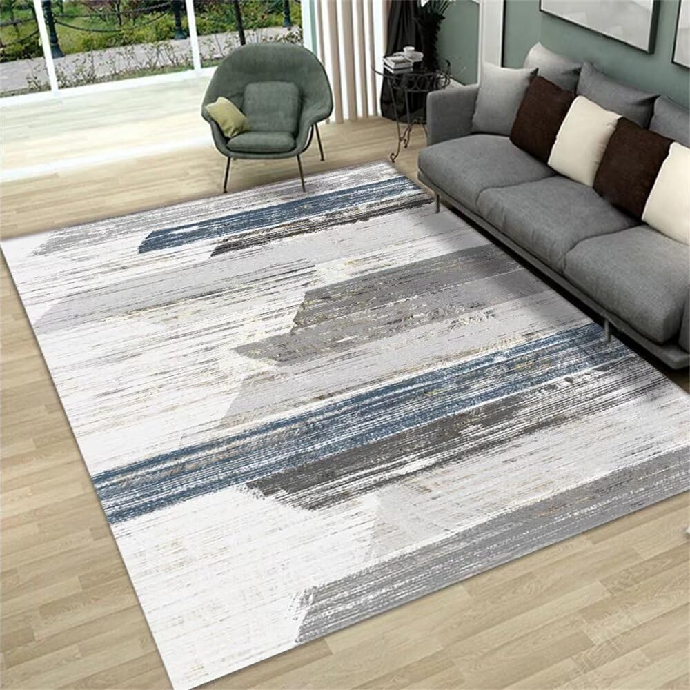 Tapis chien grande taille salon lavable 120X160 chambre géométrique