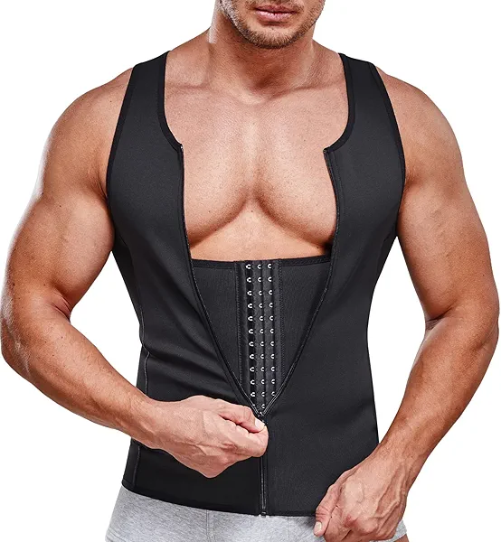 SOLCYSX Men Compression Shirt for Body Slimming Tank Top Shaper Tight Undershirt Tummy Control Girdle