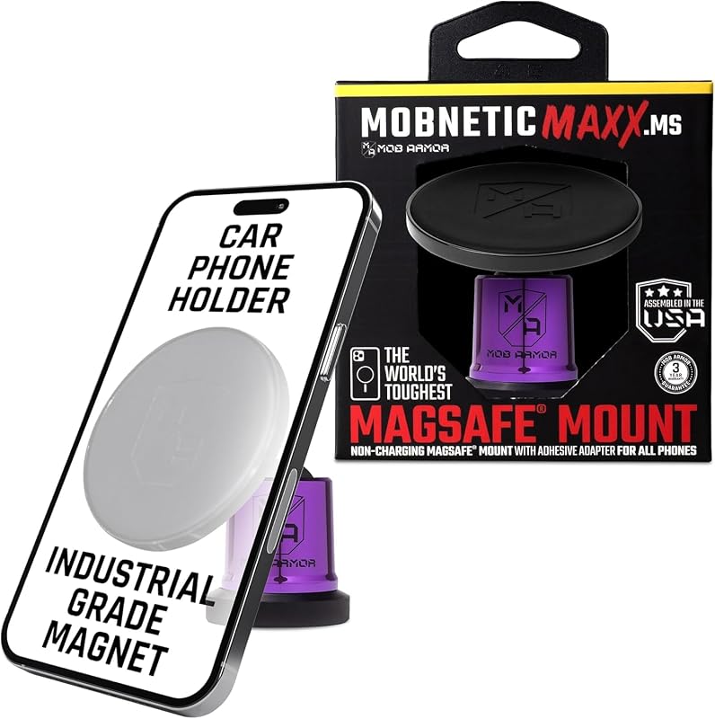 Mob Armor MobNetic Maxx MS MagSafe Phone Mount for Car, Purple Chrome | Customized MagSafe Compatible, Personalized Mount, Heavy Duty Aluminum Metal, Works w/ iPhones & Androids