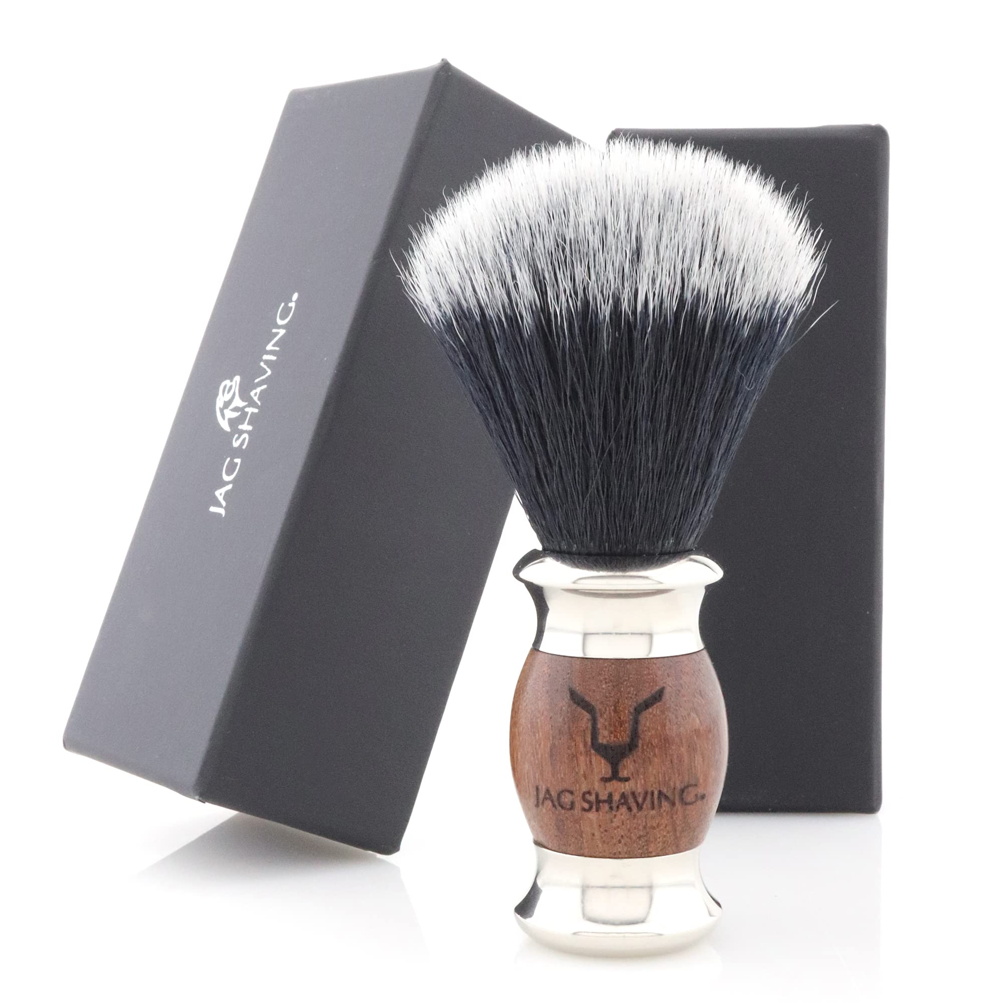 Jag Shaving Zestaw do golenia - 4 szt. zestaw pędzli do golenia - syntetyczny czarny z białą końcówką szczotka do golenia - 3-krawędziowa maszynka do golenia - stojak do golenia - miska do golenia - zestaw do golenia dla mężczyzn