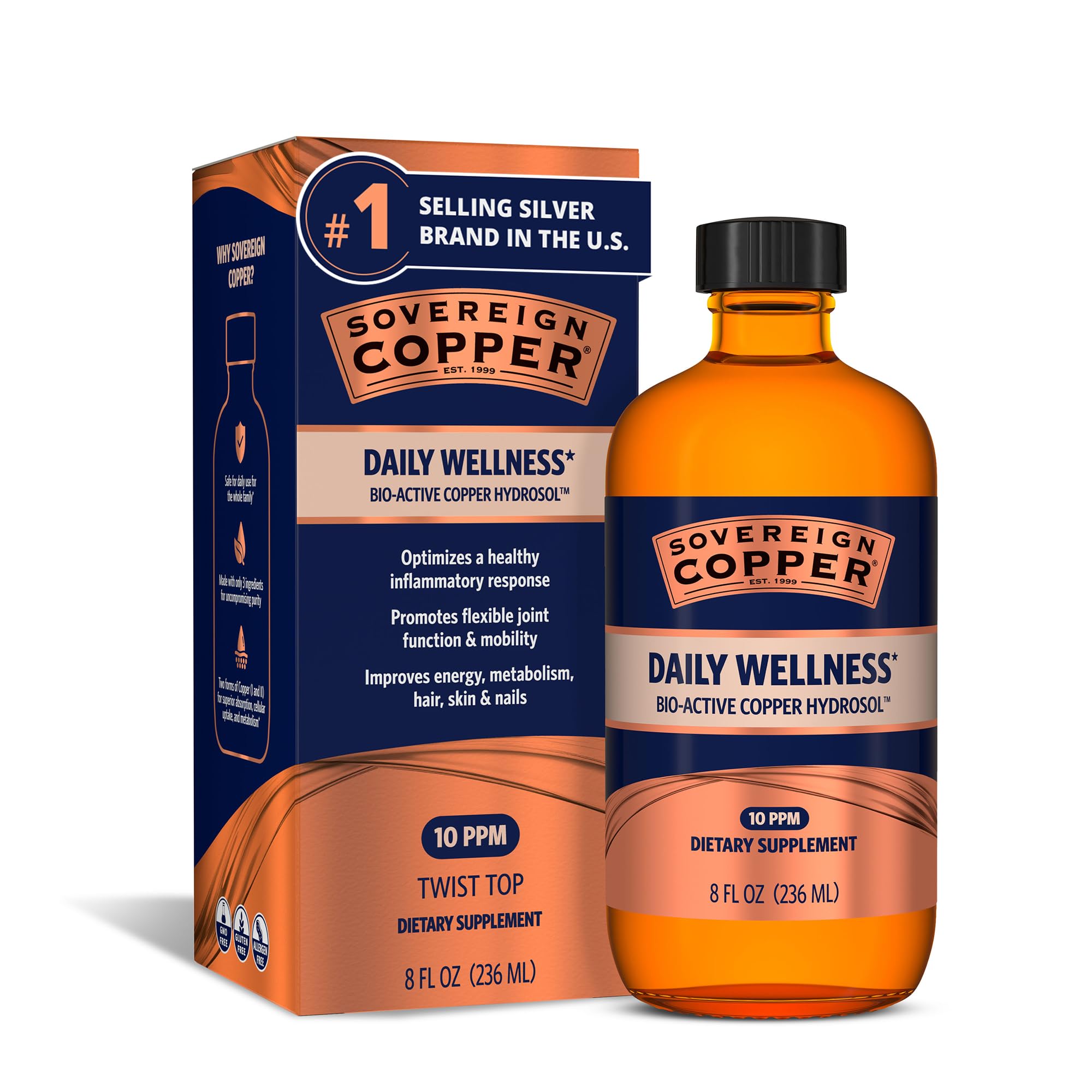 Sovereign Copper Bio-Active Copper Hydrosol, 4 fl oz (118 mL) 8 Fl Oz (Pack of 1)