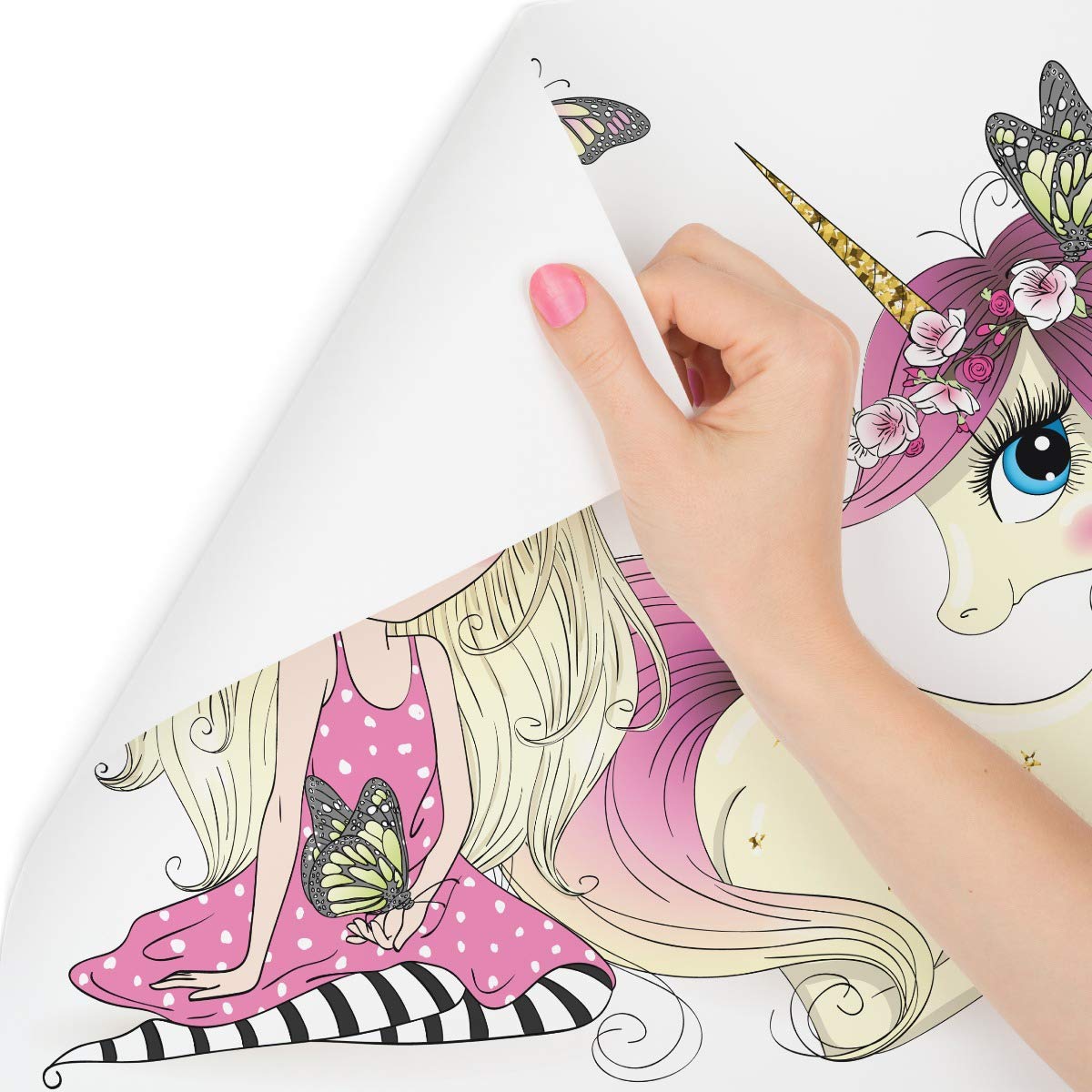 Muralo Papel Pintado Autoadhesivo Niño, Princesa, Mariposas - 450x300 cm