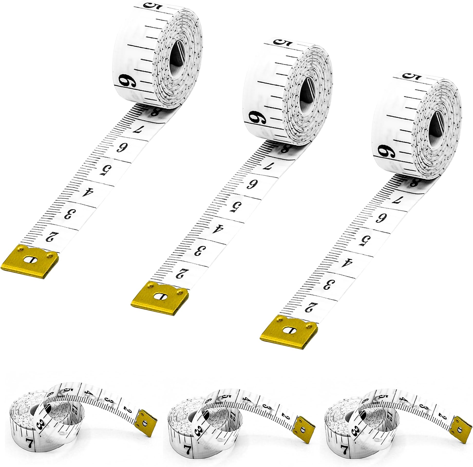 Tape Measure Dual Sided Measuring Tape Measurement Tape for Body/Waist/Sewing/Cloths/Tailors Inchi Tape with Metal Ends Durable Flexible Measuring Tape 60 Inches/150cm Pack of 3