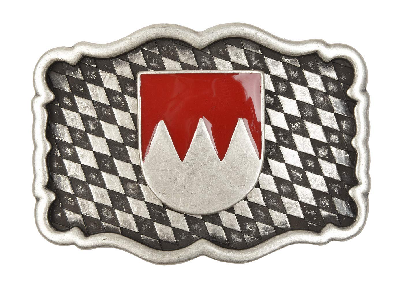 Frankenrechen - Franken-Fahne rot/weiss Gürtelschliesse - Buckle/Gürtelschnalle Tracht : Landeswappen - Grösse ca.: 7.3 x 5.2 cm
