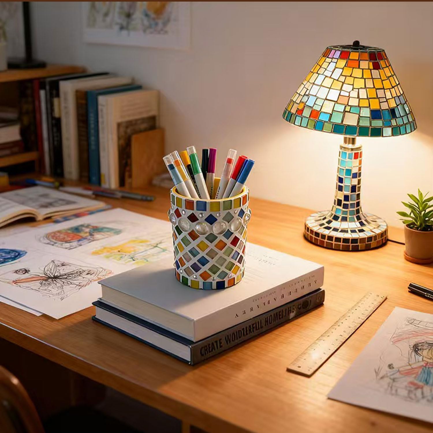 1100pcs Mixed Colors Glass Mosaic Tiles, DIY Mosaic Tiles for Crafts, 2.2lbs Crystal Stained Glass Tiles, Children Handmade DIY Art Craft Projects for Home Decoration