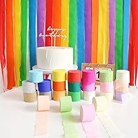 Vista 4 de Serpentinas de papel crepé azul marino, naranja, 6 rollos (82 pies por volumen)