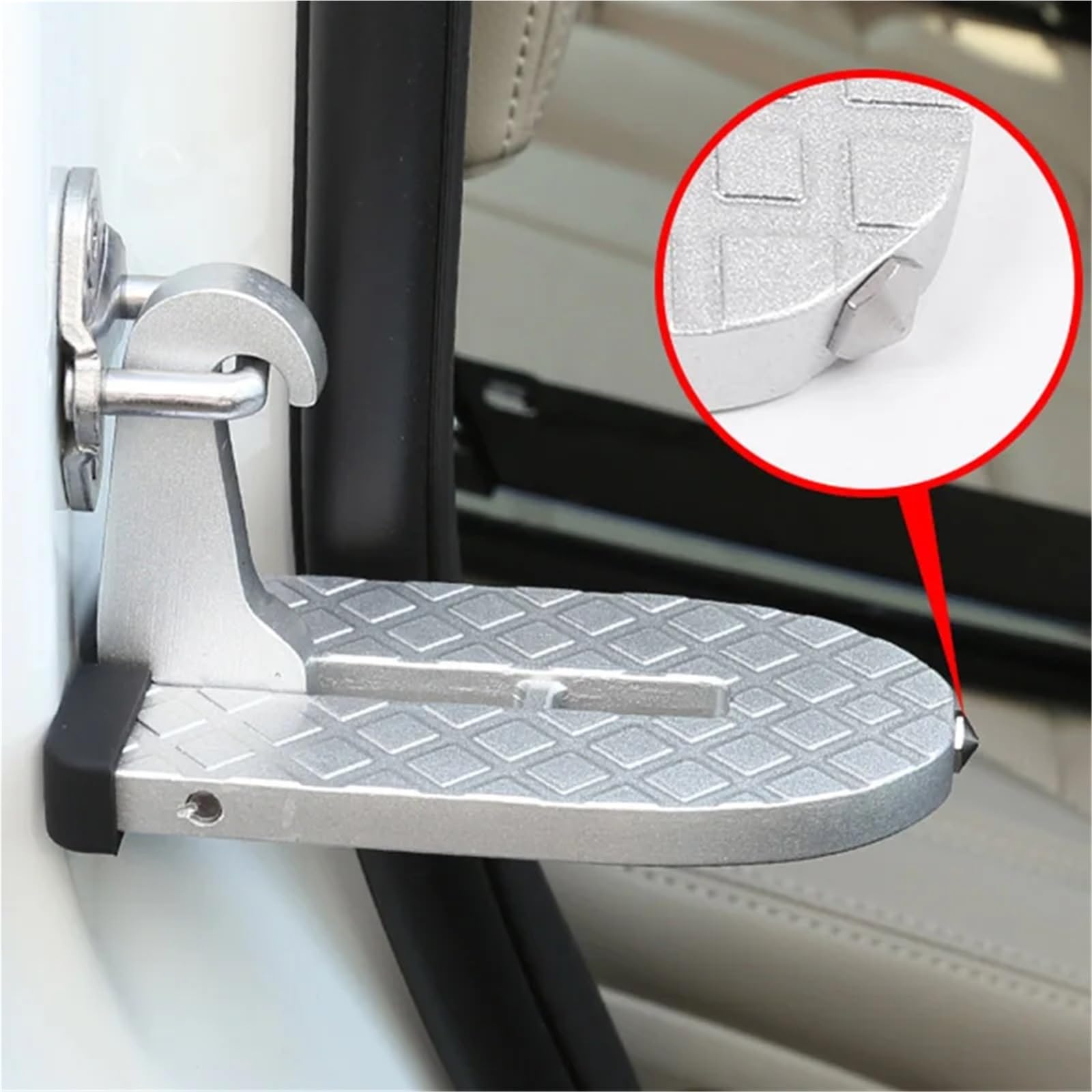 drabina dachowa auto Auto Gear Door Step Składany bagażnik samochodowy Step Wybijak do szyb Uniwersalny hak zatrzaskowy Pedał Młotek bezpieczeństwa(Silver 2pcs)