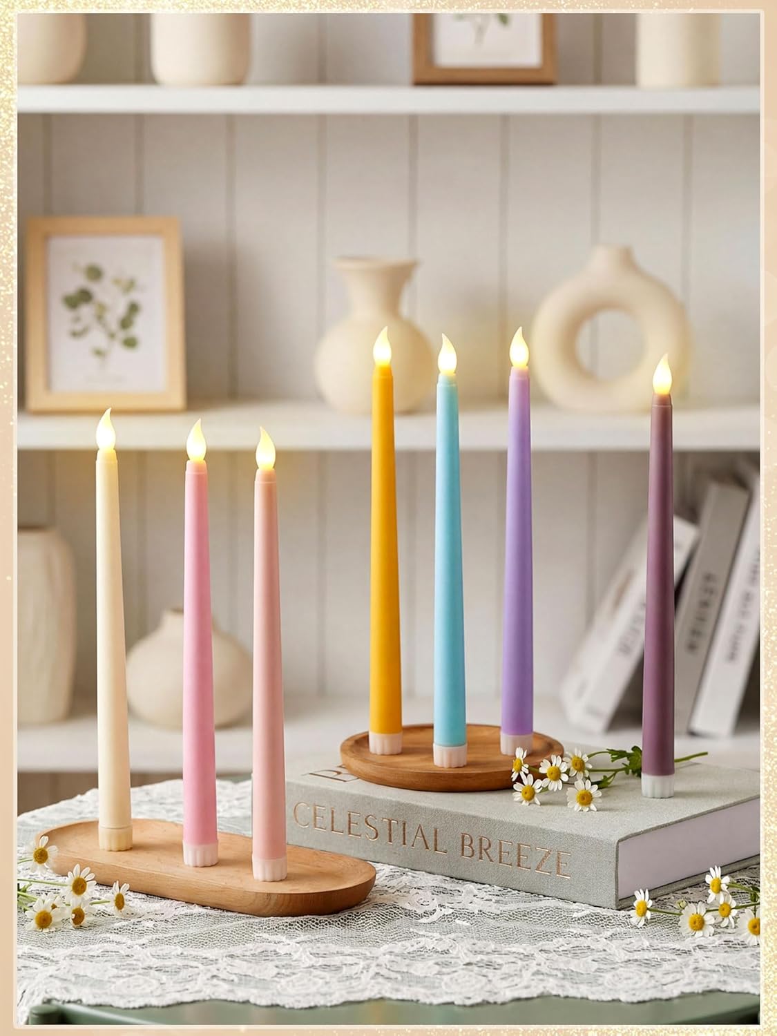 Retisee 30 Pcs 11 Inch Flameless Taper Candles LED Candles Bulk Battery Operated Taper Candle Flickering LED Candlesticks for Valentines Birthday Wedding Party Decor (Classic Style,Colorful)