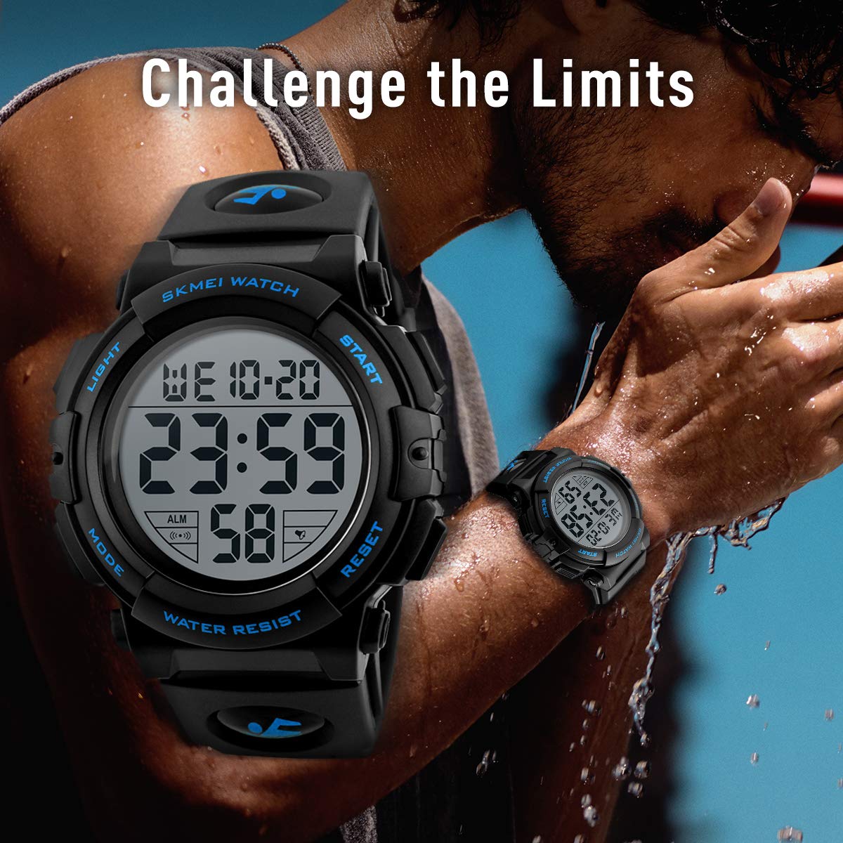 Image secondaire de L LAVAREDO Montre numérique pour Homme – Montre de Sport Militaire étanche avec chronographe et rétroéclairage LED pour Homme, 0