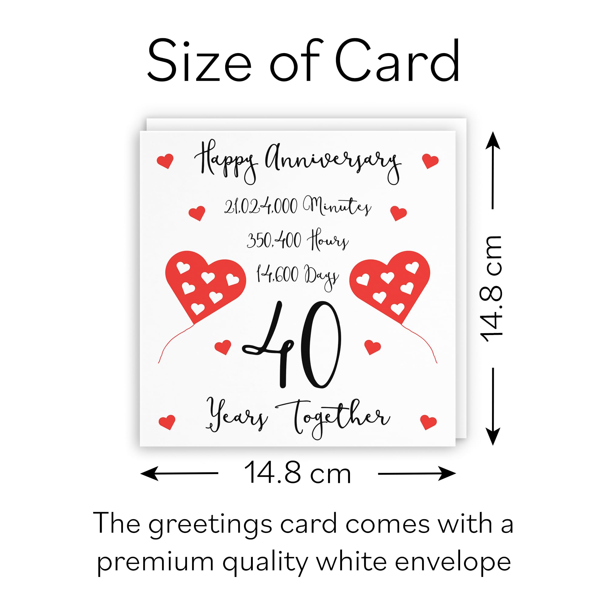 Hunts England - 40th Wedding Anniversary Card - 40 Years Together - Happy Anniversary - Timeless Collection - Fun Cute Card - Image 4