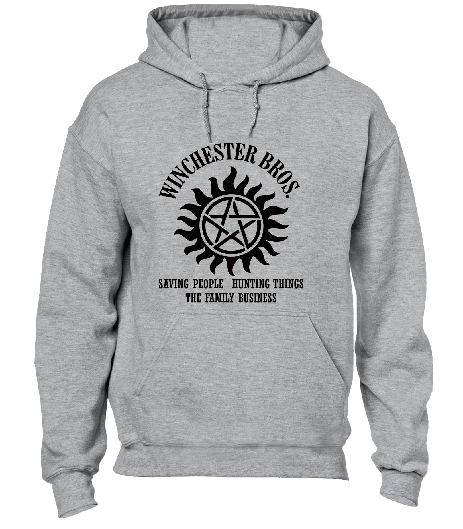 Crown Designs Winchester Brothers Horror Teen Fiction TV Show Inspired Gift Unisex Hoodies for Men, Women & Teenagers - Grey/Small