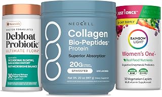 NeoCell Women’s Debloat Beauty & Balance Bundle | 3-in-1 Bundle Pack | NeoCell Collagen Bio-Peptides Protein | Debloat Probiotic | Women’s One + Multivitamin