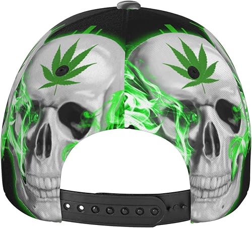 Miniatura 4 de Gorra de camionero ajustable para hombre, gorra de béisbol Snapback, Marihuana Leaf Weed Cannabis Skull