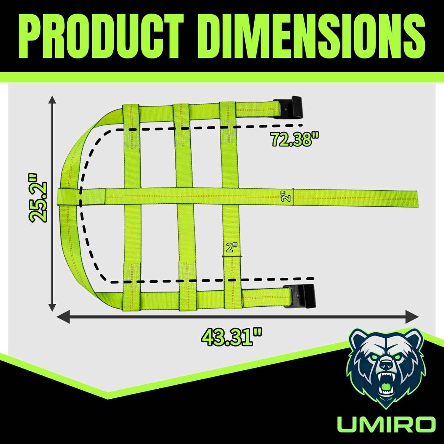 Umiro Tow Dolly Straps,2 Pack Tow Dolly Basket Straps with Flat Hook,Car Dolly Strap,Tow Dolly Basket Straps with Flat Hook Fit 14"-19" Tires,Car Wheel Tie Down Strap with 10,000 lbs Breaking Strength