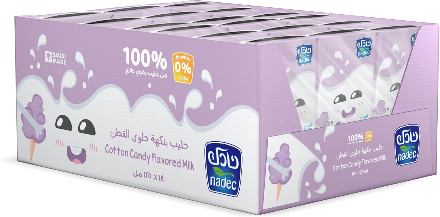 Nadec Cotton Candy Flavoured Milk, 125ml 18 Pcs Nadec Cotton Candy Flavoured Milk, 125ml 18 Pcs