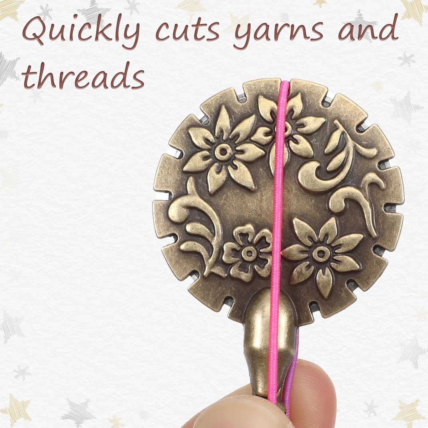 Xthrotsenk 2Pcs Yarn Cutter Pendants Antique Metal Thread Cutter Pendant Rope Cutter Disconnector Circle Take-up DIY Sewing Tools for Knitting and Crafting (Red Bronze + Green Bronz)