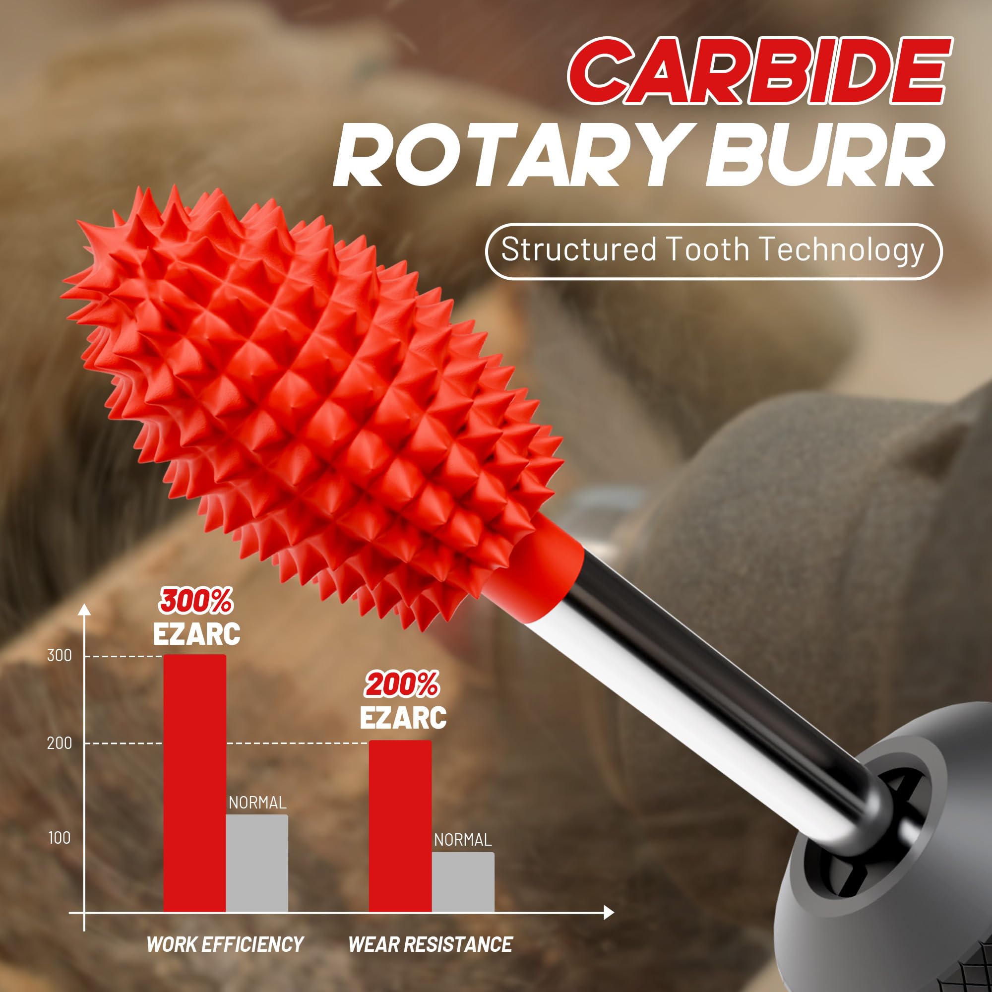 Image secondaire de Fraise Rotative EZARC en Carbure de Tungstène pour Bois - Tige 1/8