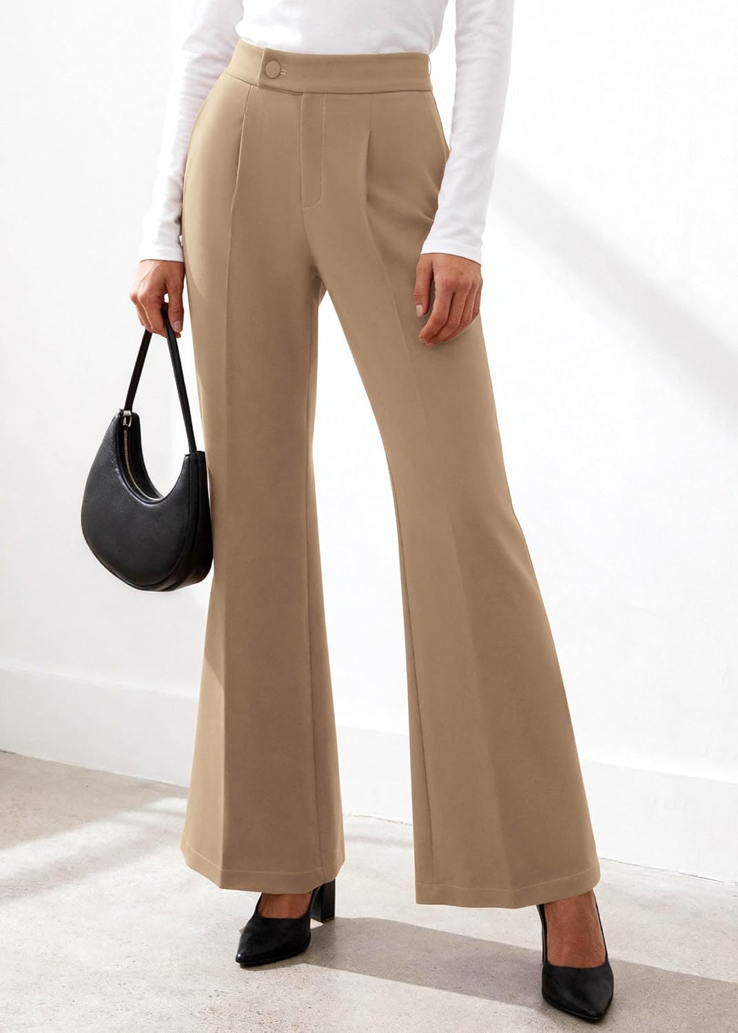 KIRUNDO Womens Dress Pants High Waisted Wide Leg Pleated Trousers Flare Palazzo Slacks Pockets Business Casual Outfits - Image 4