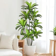 Artificial Dracaena Tree 6FT72in Tall Fake Plant with Realistic Green Leaves, Faux Floor Potted Artificial Trees for Home Office Living Room Decor Indoor Outdoor 6feet,1 Pack