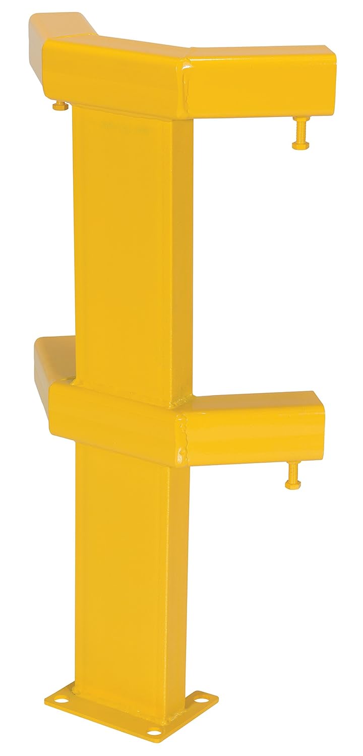 Vestil MG-CP-36-2 Steel Modular Guard System Corner Post 2 Rail 7-5/8 in. x 6 in. x 36 in. Yellow