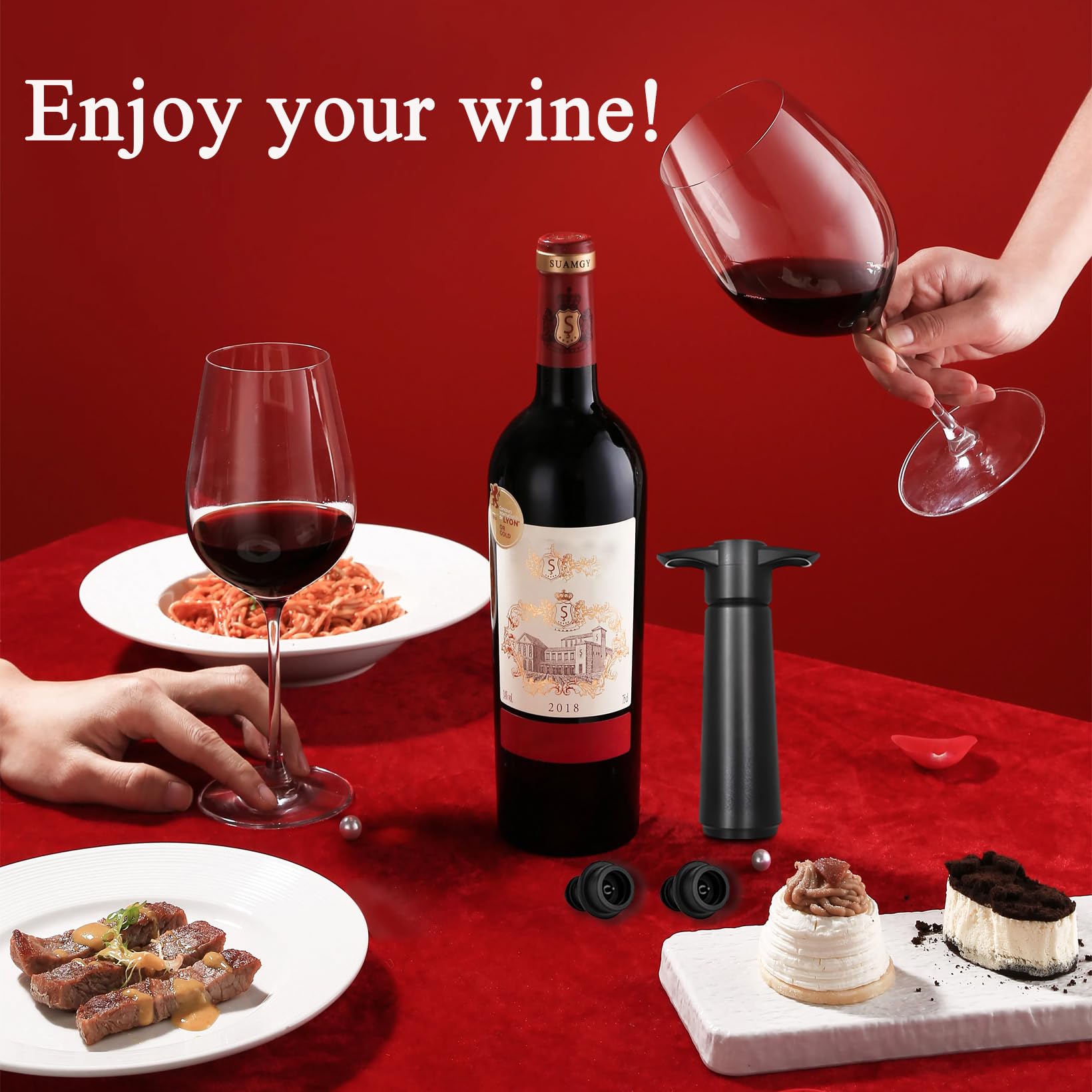8 tapones de vacío para vino, mantiene el vino fresco hasta 7 días, 8 tapones de vacío, bomba de vino y tapón de vacío de vino, reutilizables para guardar vino, tapones de vino para botellas de vino 7