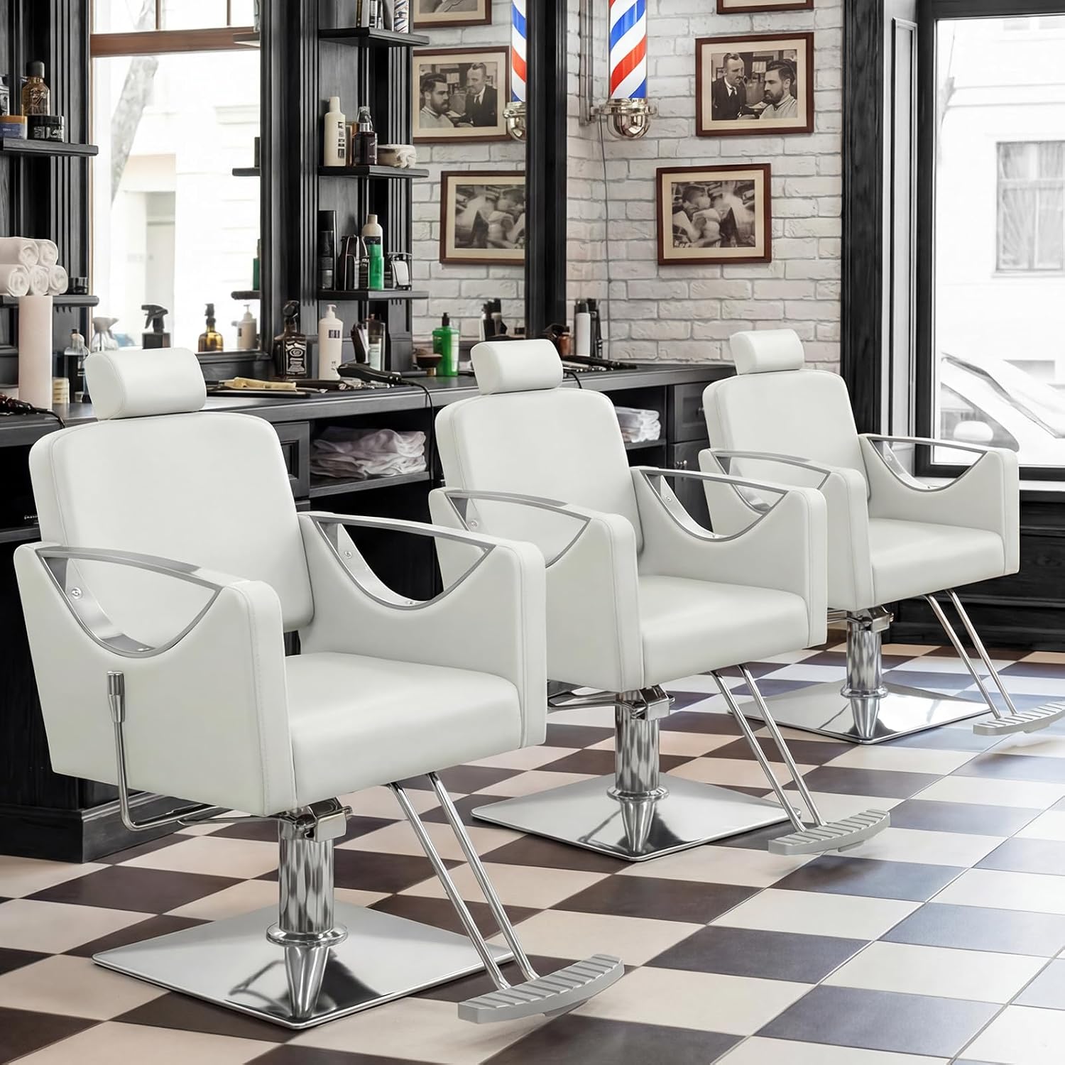 AreShark Barber Chair, Reclining Heavy Duty Salon Chair with Hydraulic Pump & Adjustable Headrest, Professional Beauty Styling Hair Chair for Hair Stylist, Hairdresser, Barbershop, Home, Gray