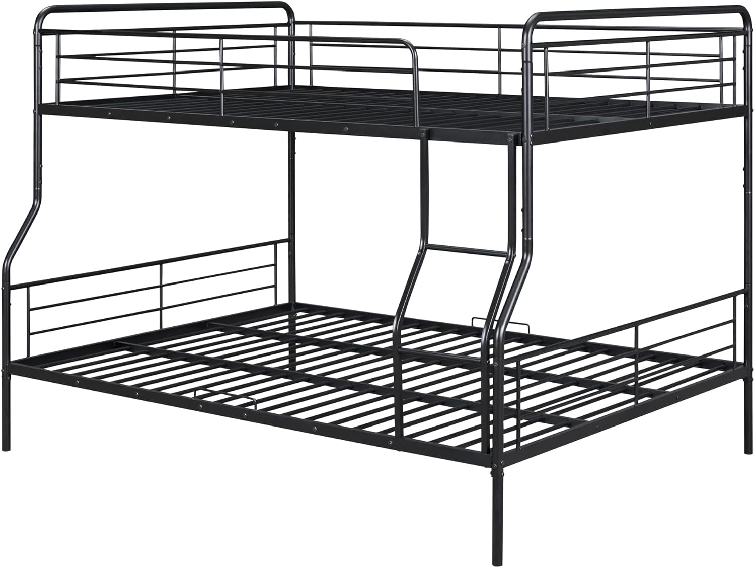 Full XL Over Queen Convertible Bunk Bed, Separate into 2 Beds, Heavy Duty Metal Bunk Bed Frame with Ladder & Safety Guardrails for Girls Boys Teens Adults, No Box Spring Needed (Black)