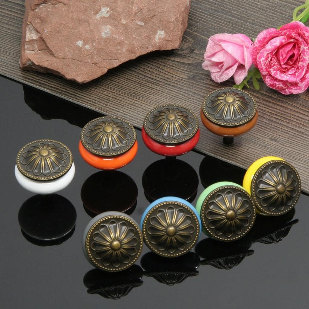 4xVintage Ceramics Round Cabinet Pull Knobs Grey