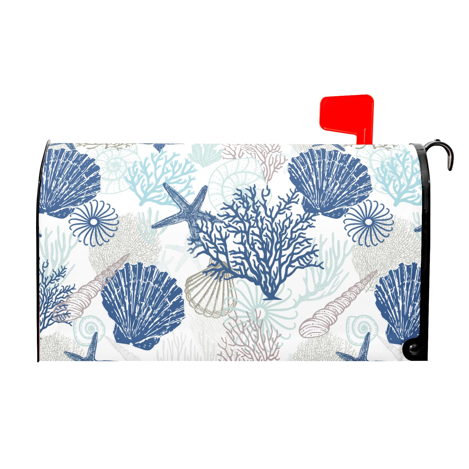 Summer Mailbox Covers Magnetic Standard Size 18 X 21 Inch Beach Mailbox Cover Starfishs Seashells Ocean Sea Mailbox Wraps Post Letter Box Cover Decoration Outdoor Garden Home Yard Outside